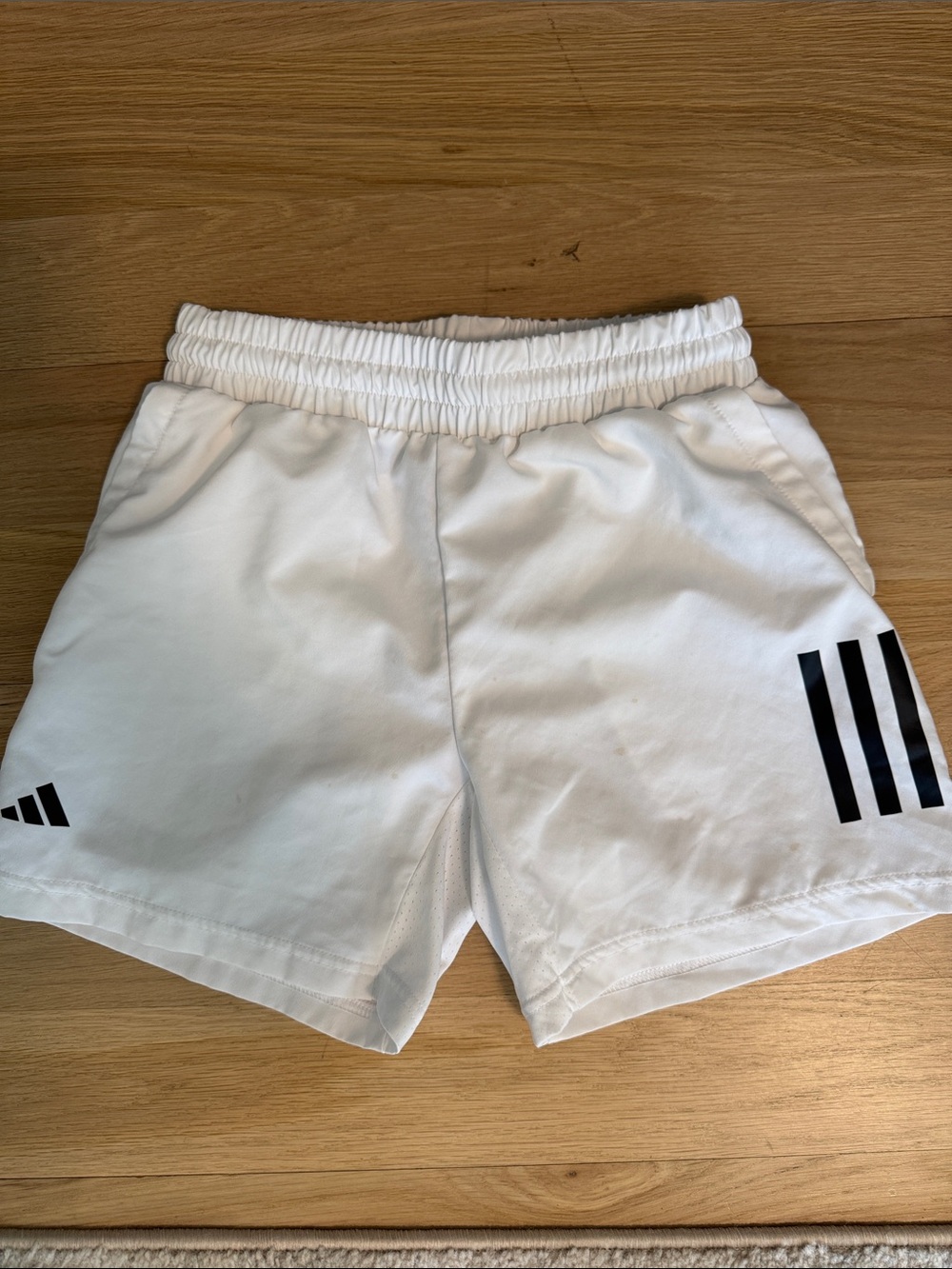 White Boys Athletic Shorts with Black Stripe Accent